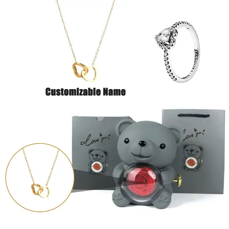 Romantic Teddy Bear Gift Jewelry Box with Necklace & Ring by EPR