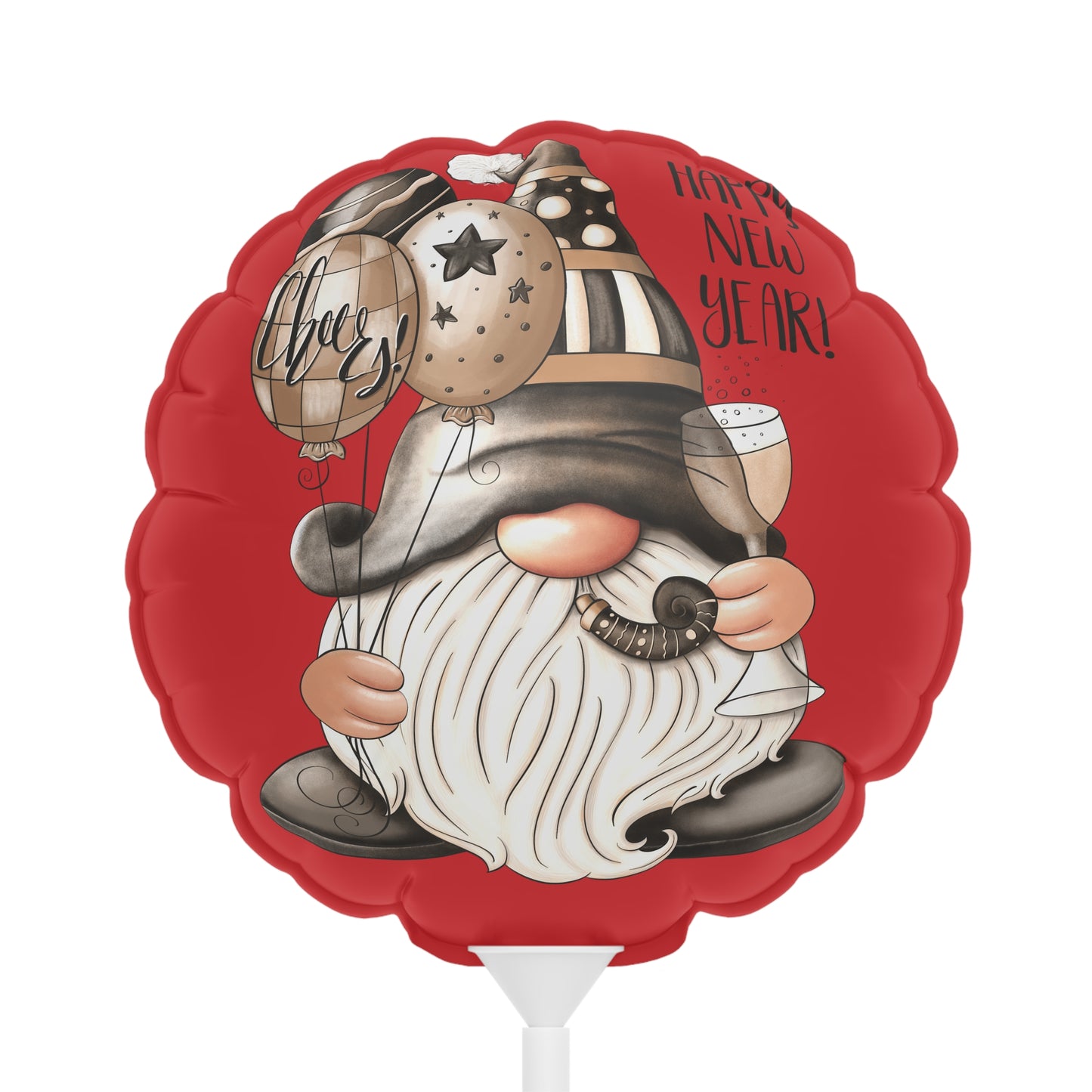 New Year Gnome Balloon - 6-Inch Mylar Party Decoration - Cherished Harbor Gifts