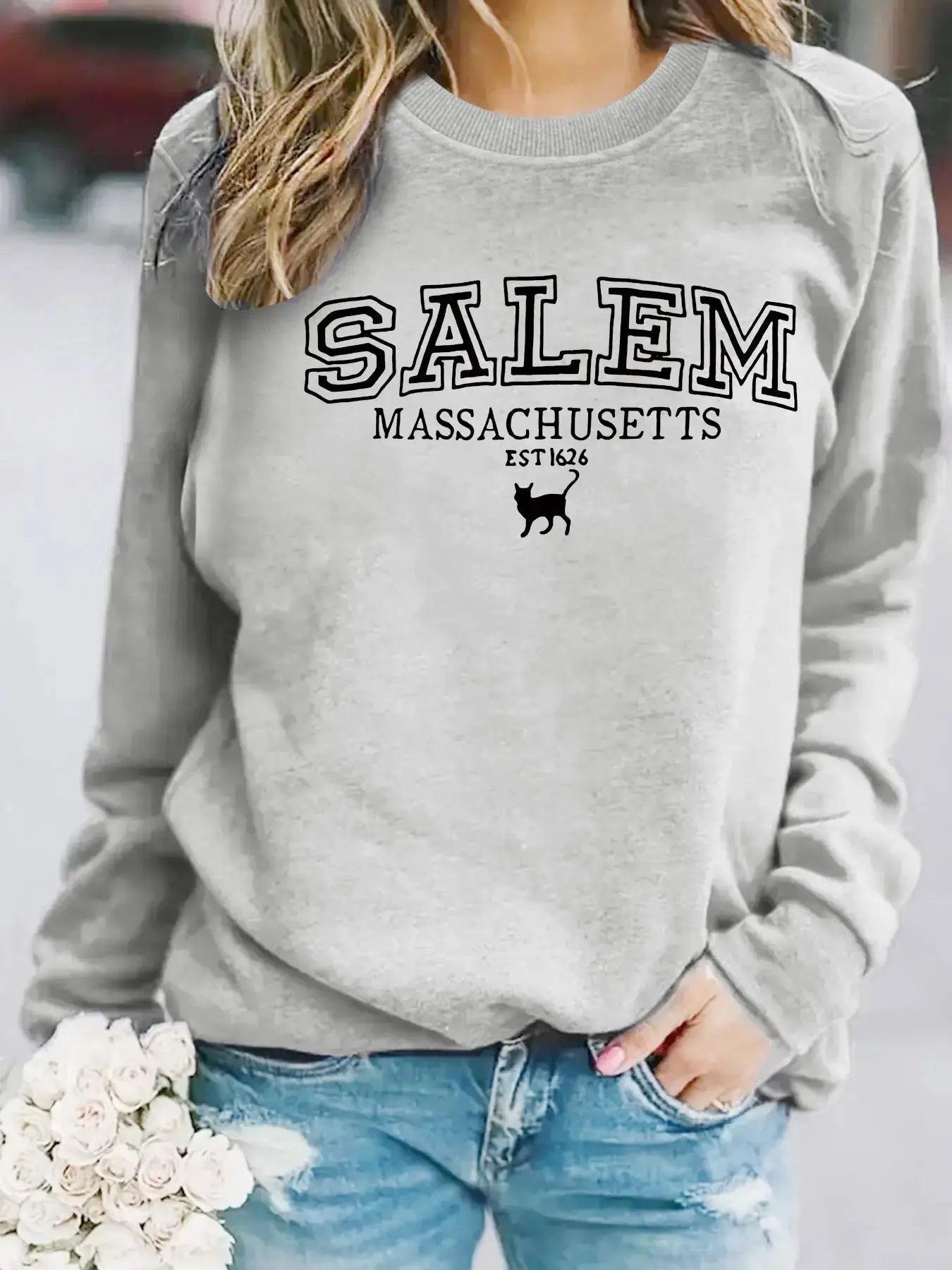 Stylish Halloween Cat Sweatshirt for Cat Lovers by EPR