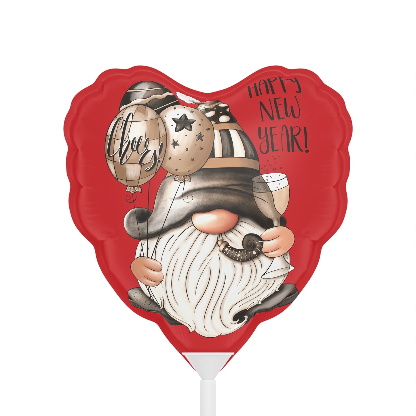 New Year Gnome Balloon - 6-Inch Mylar Party Decoration - Cherished Harbor Gifts