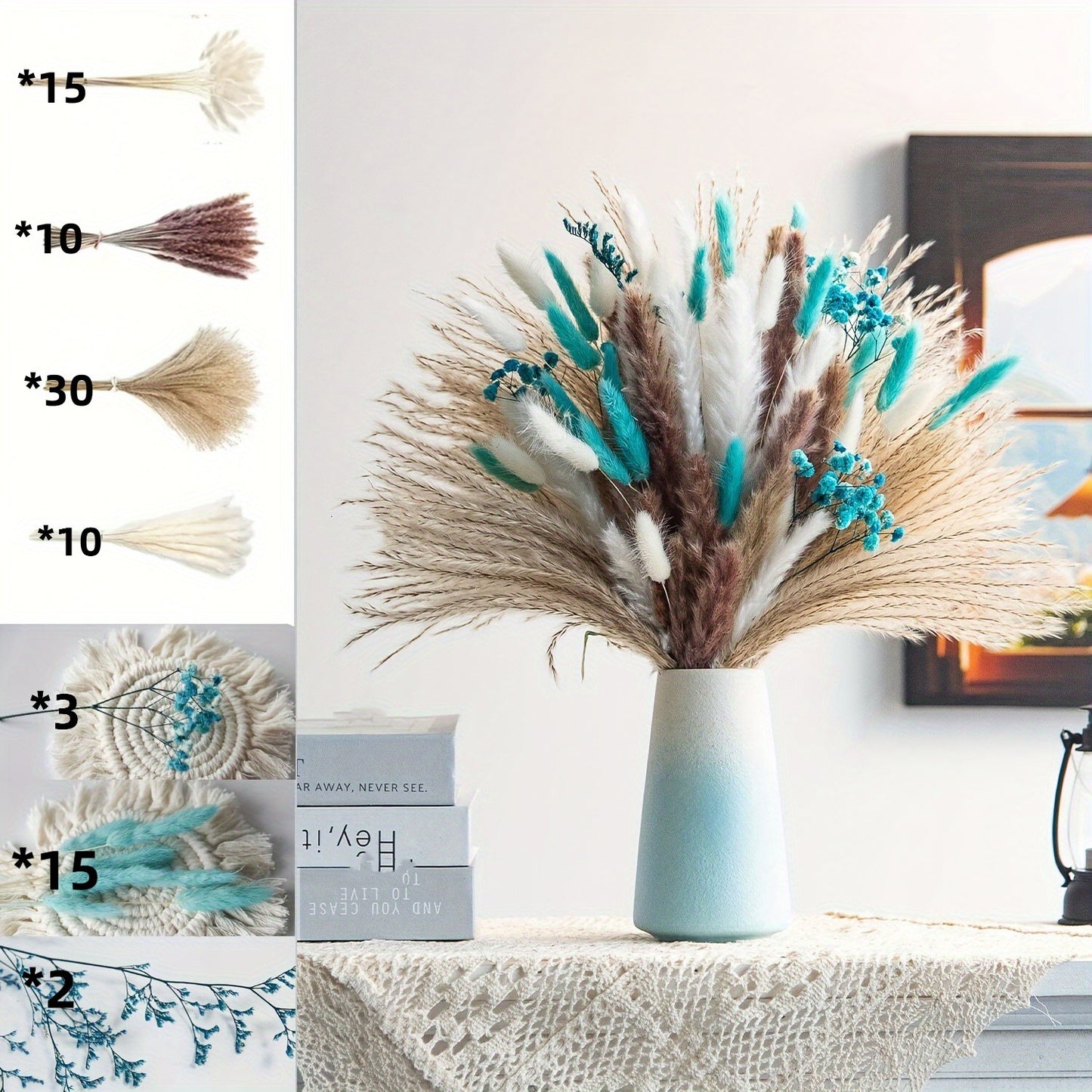 Natural Dried Flower Bouquet for Home and Wedding Decor - Cherished Harbor Gifts