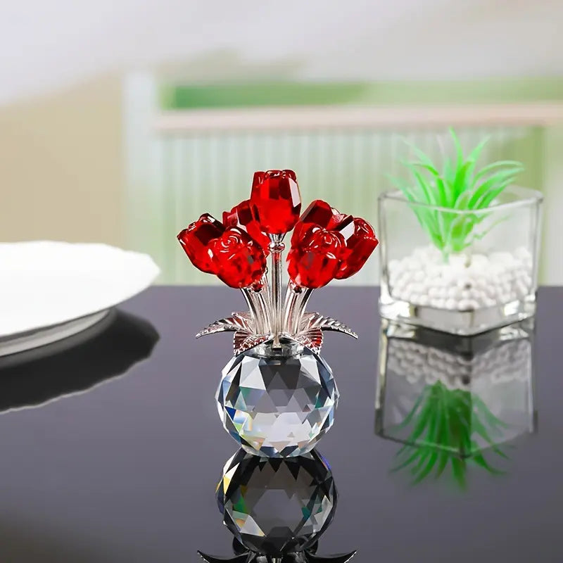 Crystal Rose Ornament Home Decor Gift