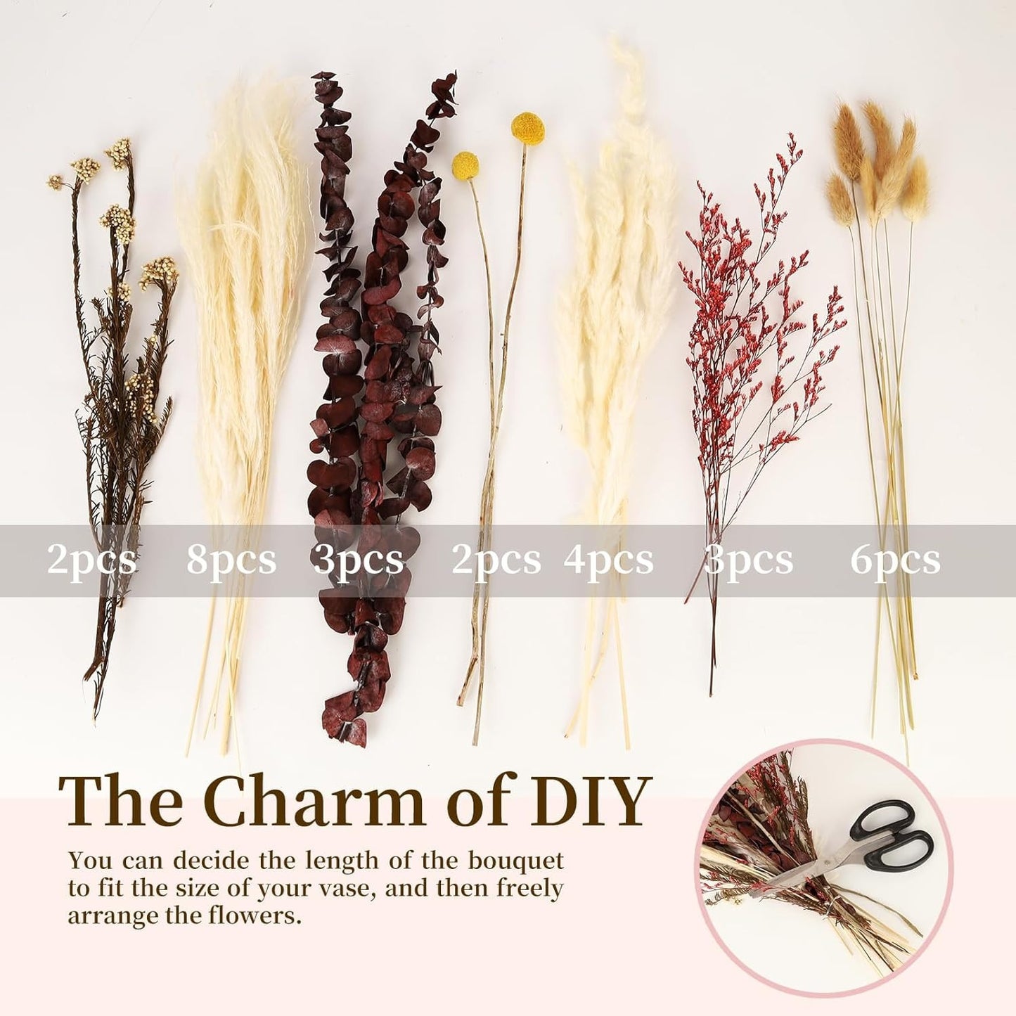 Natural Dried Flower Bouquet for Home and Wedding Decor - Cherished Harbor Gifts