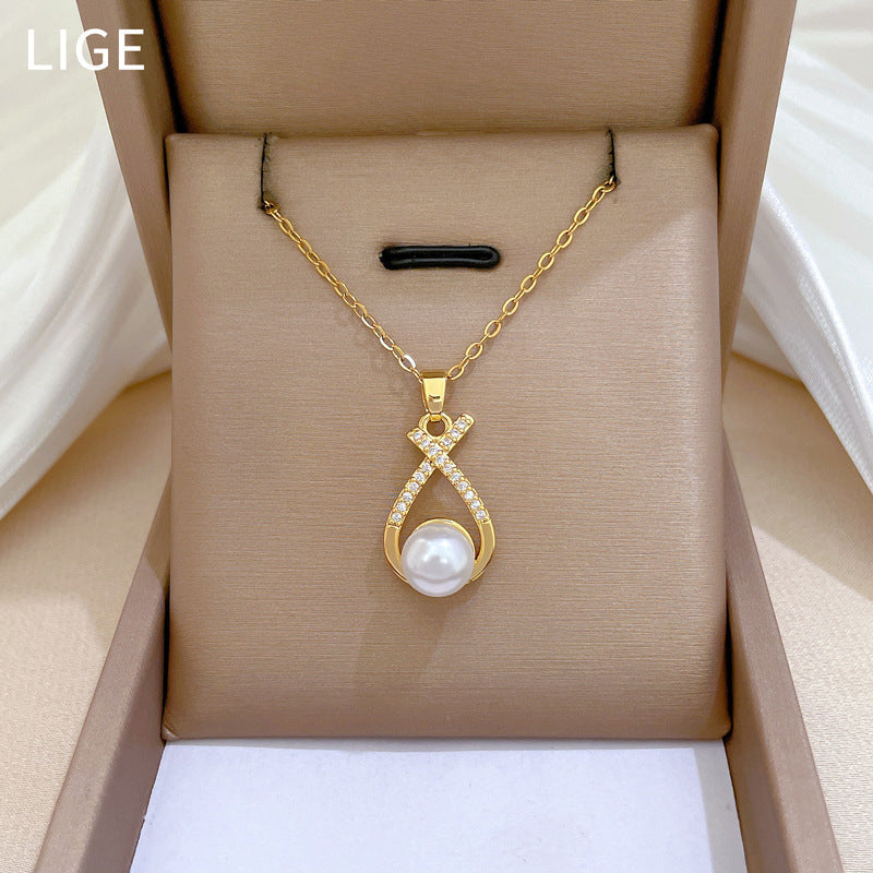 Elegant Pearl Necklace Set with Matching Earrings for Her - Cherished Harbor Gifts