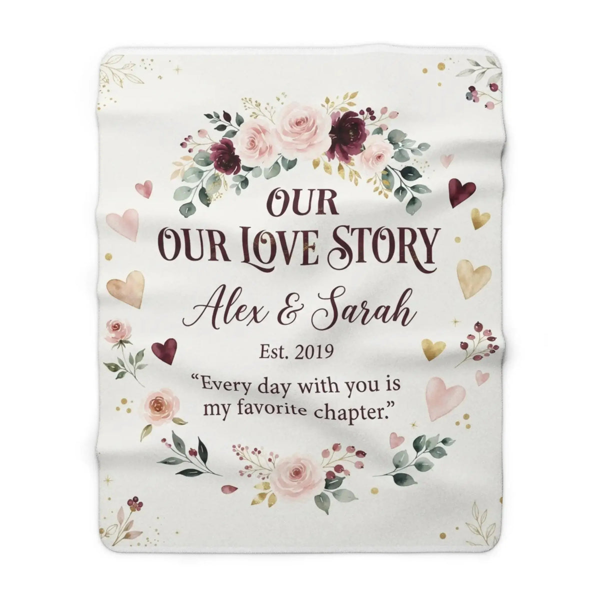 Personalized Sherpa Blanket - Valentine's Day Gift Couples by Cherished Harbor Gifts