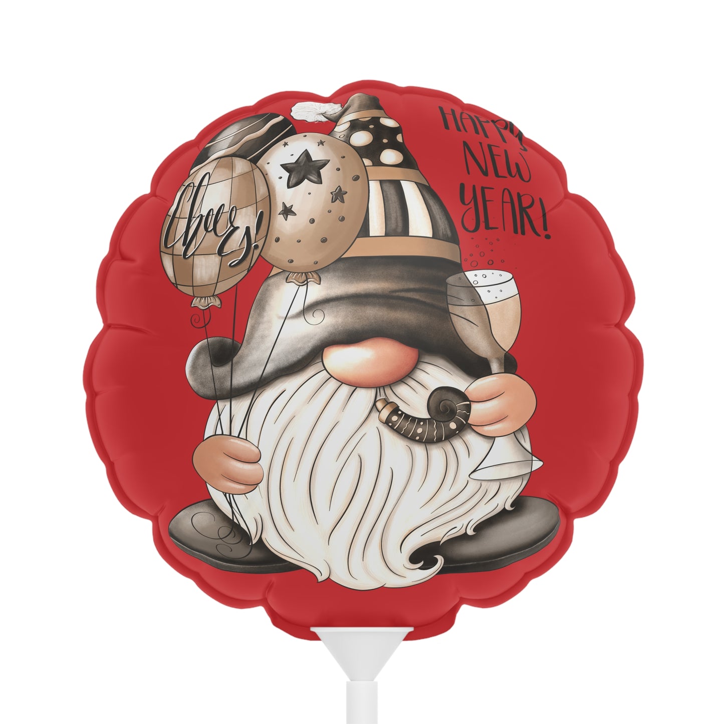 New Year Gnome Balloon - 6-Inch Mylar Party Decoration - Cherished Harbor Gifts