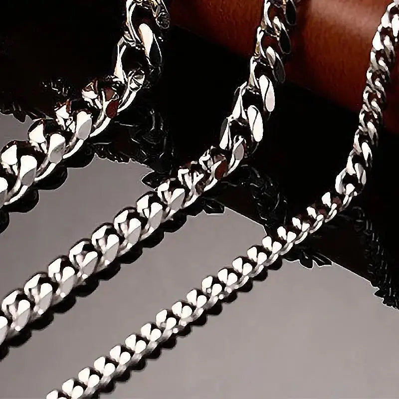 Stainless Steel Cuban Chain Necklace Bracelet for Men by TED
