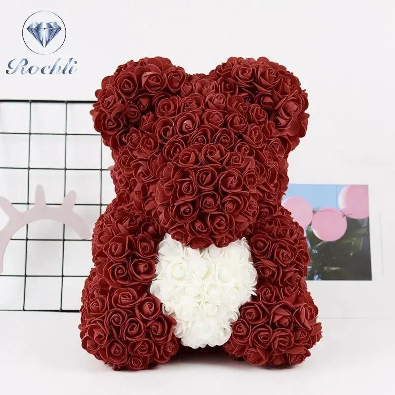 Heart hugging rose bear simulation bouquet as a birthday gift for teddy bears by eprolo