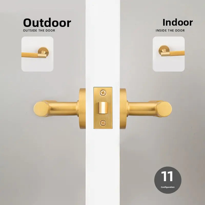 American brass indoor golden bedroom door lock split door lock antique brass wooden door handle lock
