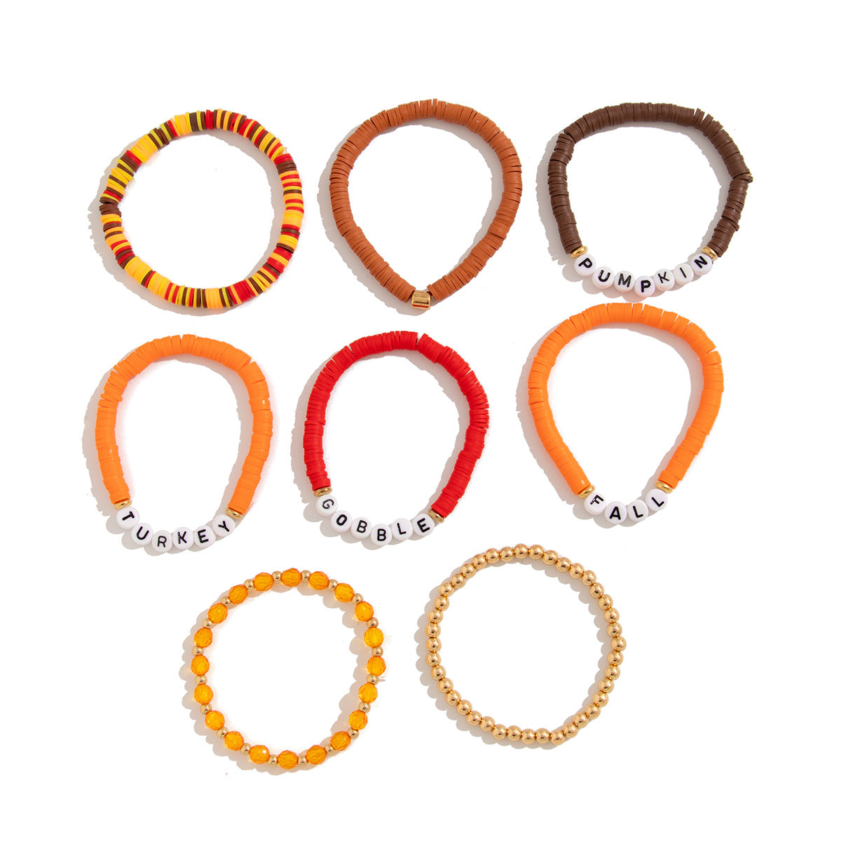Stylish Thanksgiving Bracelet Set with Soft Ceramic Beads - Cherished Harbor Gifts