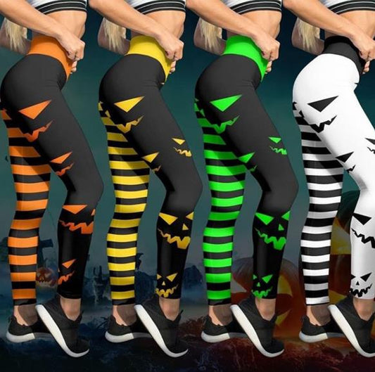Halloween High Waist Pants for Women Pumpkin Print Sexy - Cherished Harbor Gifts