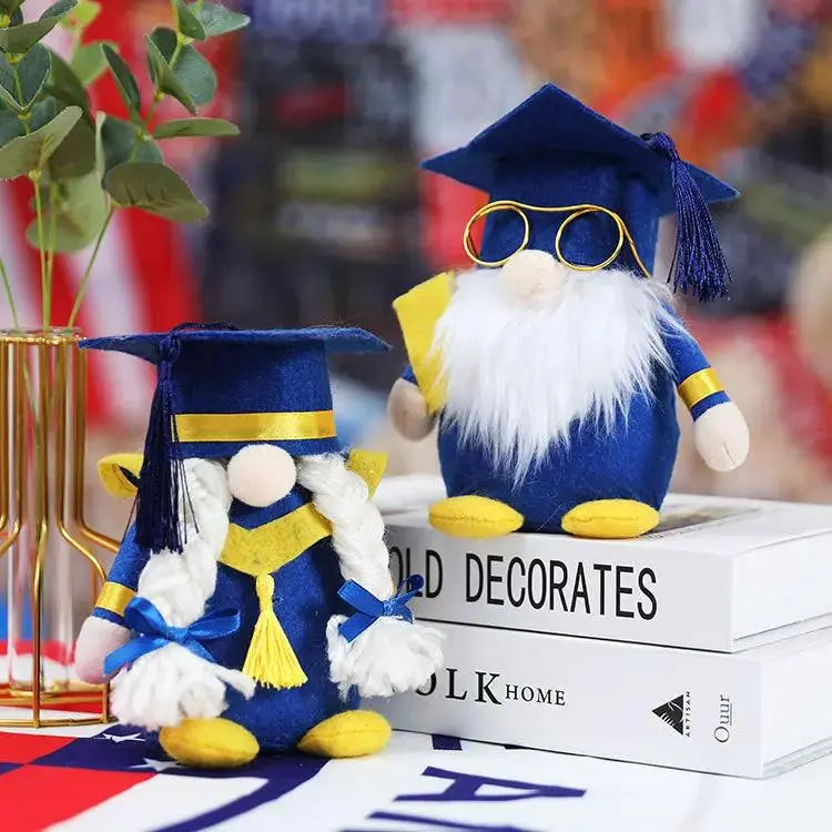 Graduation season blue dwarf faceless doll gift opening doctor hat Rudolph doll decoration toys by eprolo