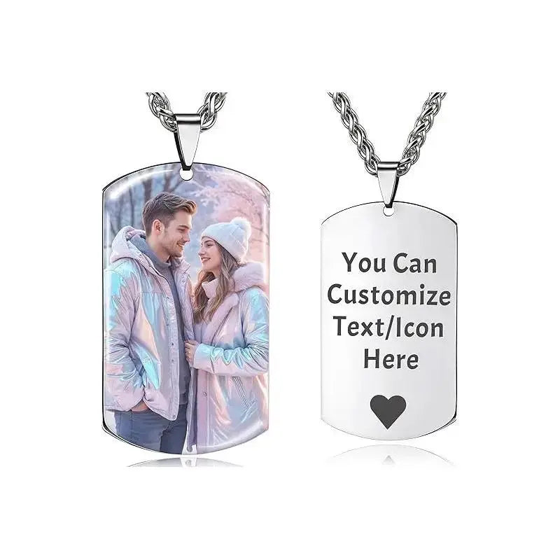 Personalized Memorial Military-Style Dog Tag Necklace | Custom Full-Color Photo Keepsake by TED