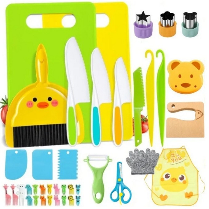 Kids Safe Toddler Kitchen Knife Set for Cooking Practice - Cherished Harbor Gifts