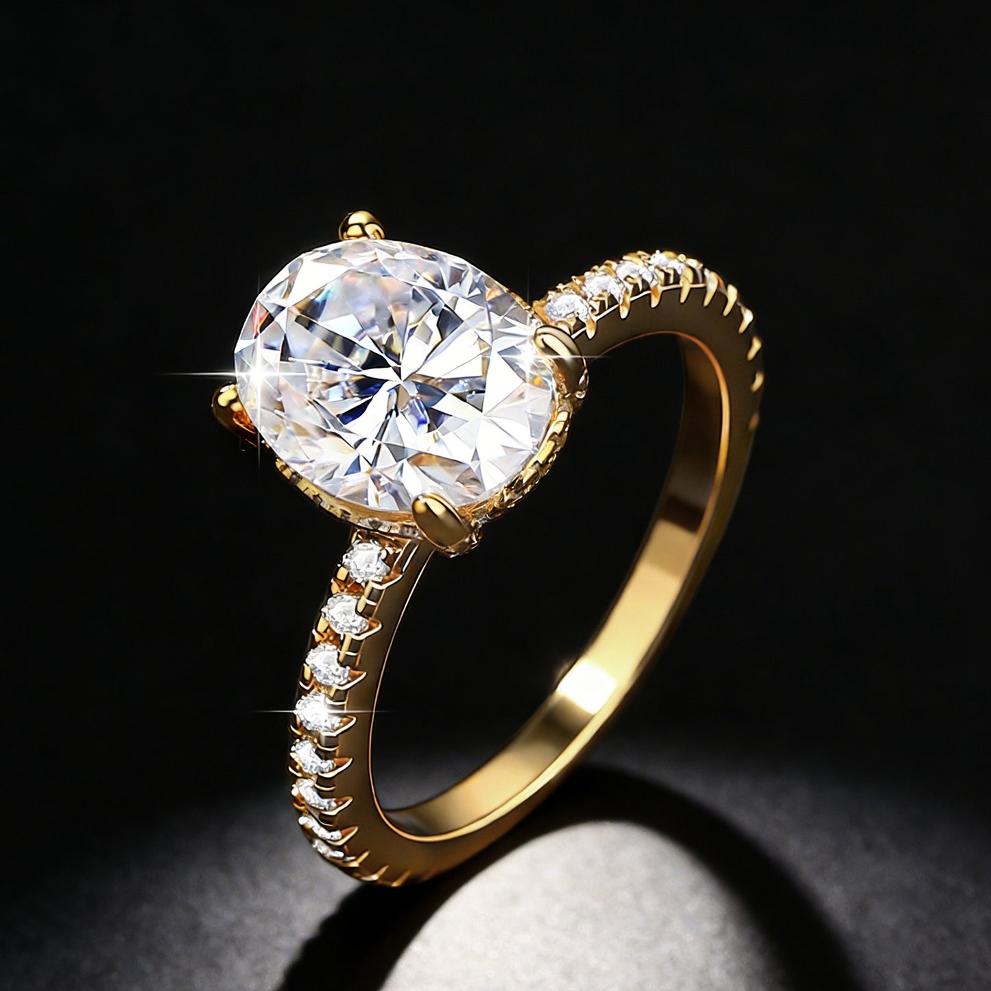 3 Carat Oval Moissanite Engagement Ring in Sterling Silver - Cherished Harbor Gifts