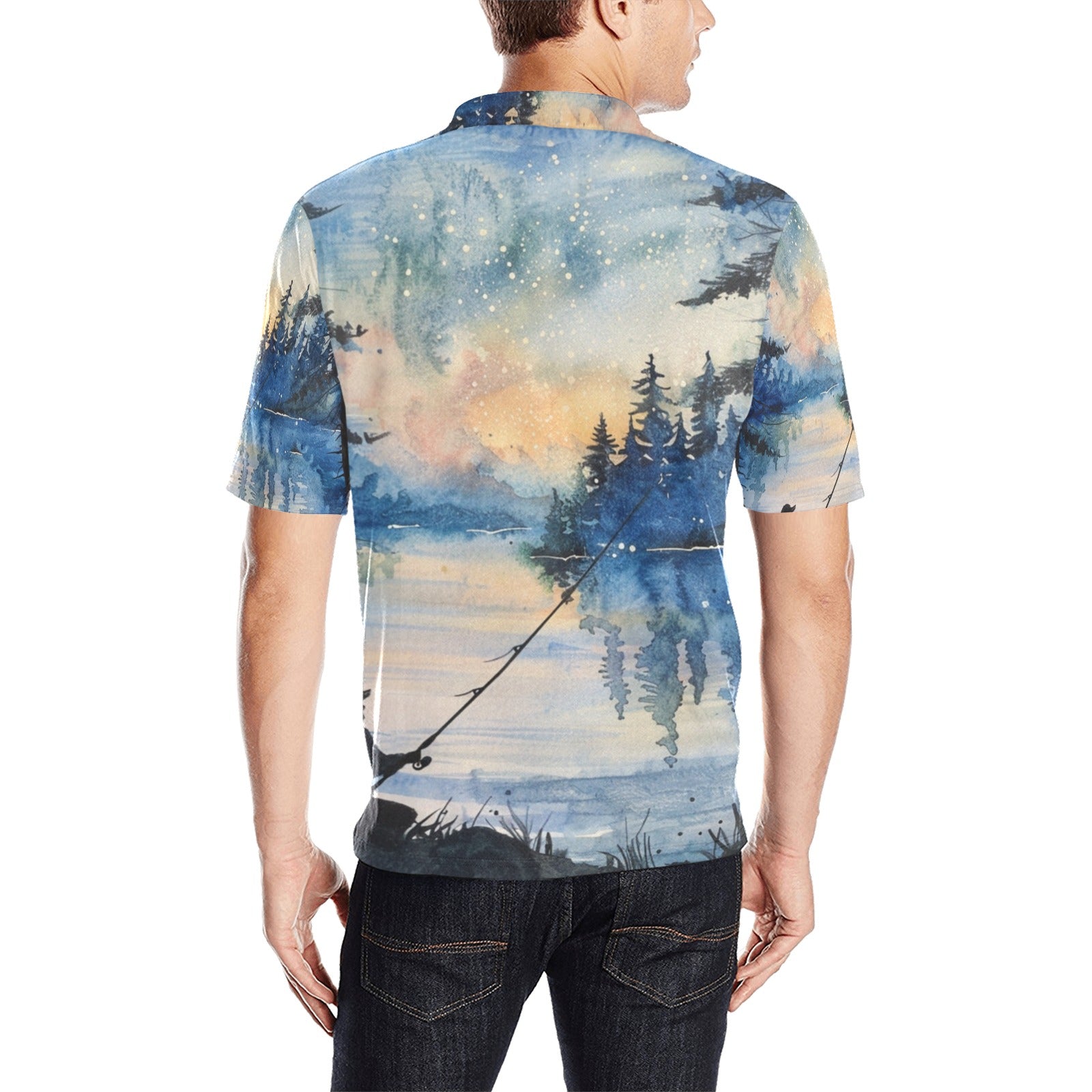 Fishing Polo Shirt Men's All Over Print Polo Shirt | Lightweight Polyester Casual Golf Shirt - Cherished Harbor Gifts