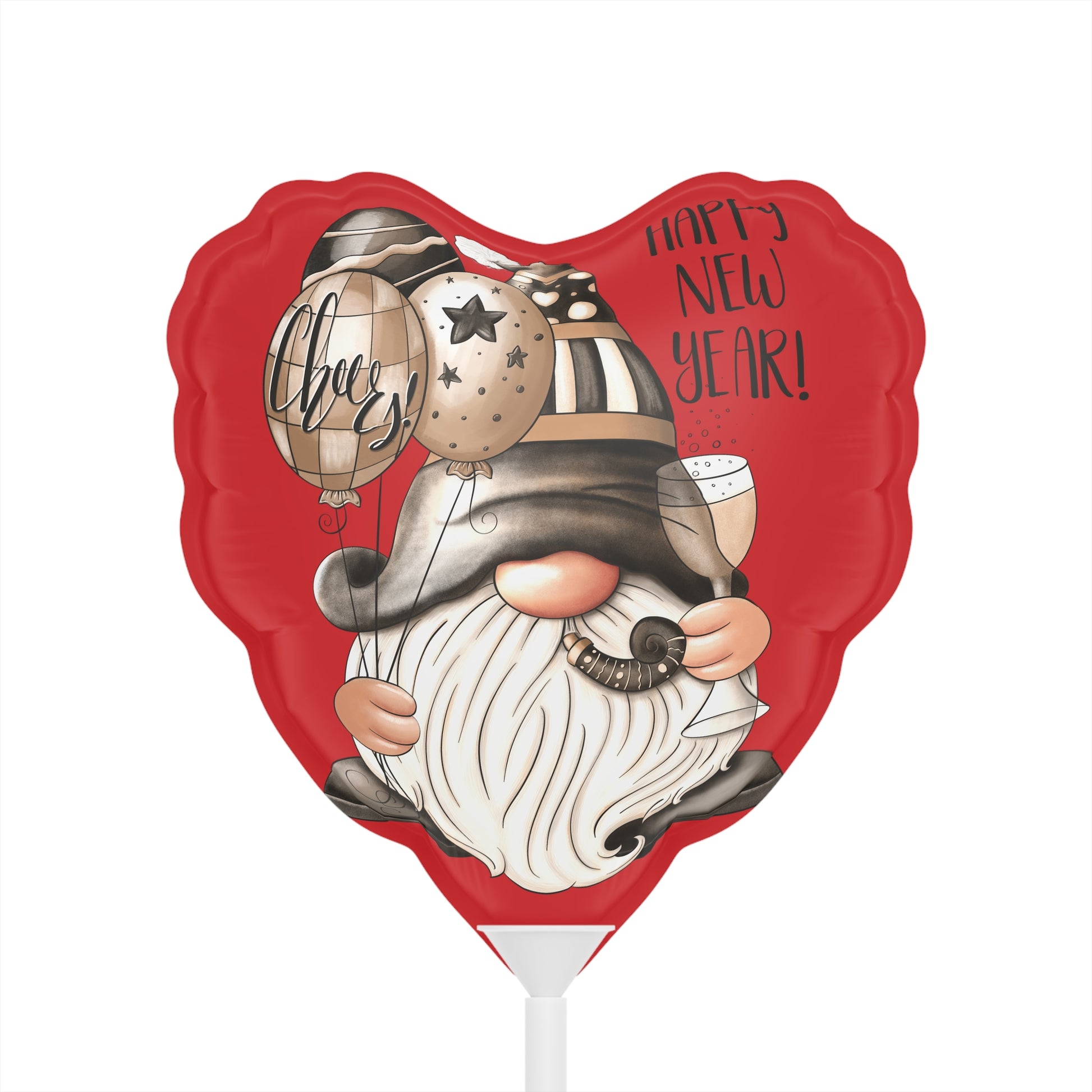 New Year Gnome Balloon - 6-Inch Mylar Party Decoration - Cherished Harbor Gifts