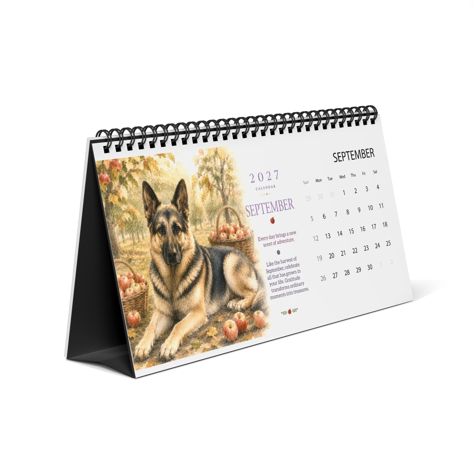 Dog Calendar 2027 - Spiral Bound Monthly Desk Planner - Cherished Harbor Gifts