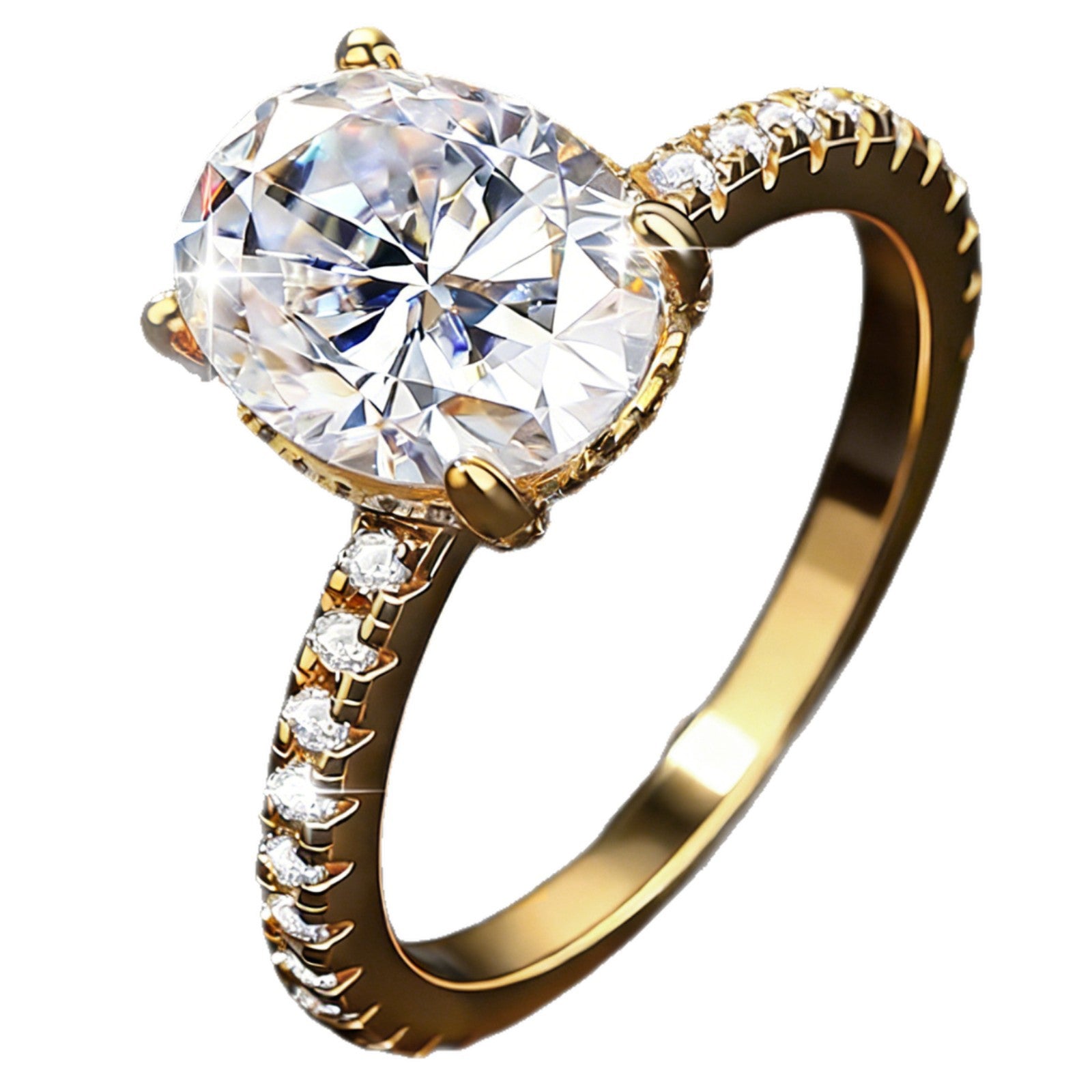 3 Carat Oval Moissanite Engagement Ring in Sterling Silver - Cherished Harbor Gifts