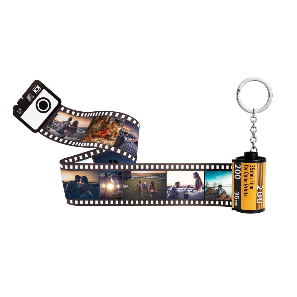 Custom Photo Keychain Gift with 10 Photos and Wooden Box - Cherished Harbor Gifts