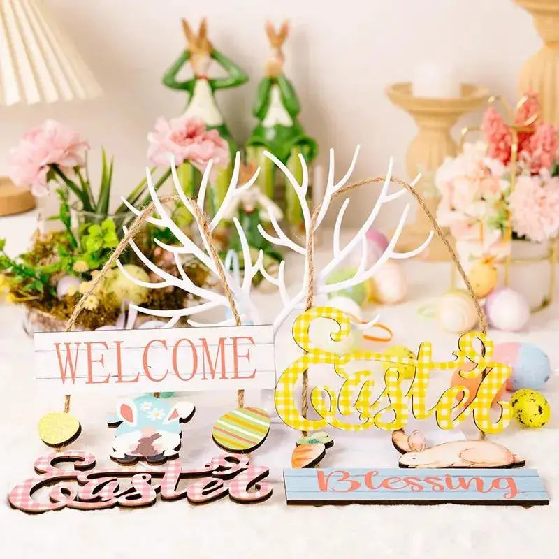 Easter Bunny & Egg Wooden Hanging Ornament | Rustic Easter Décor by EPR