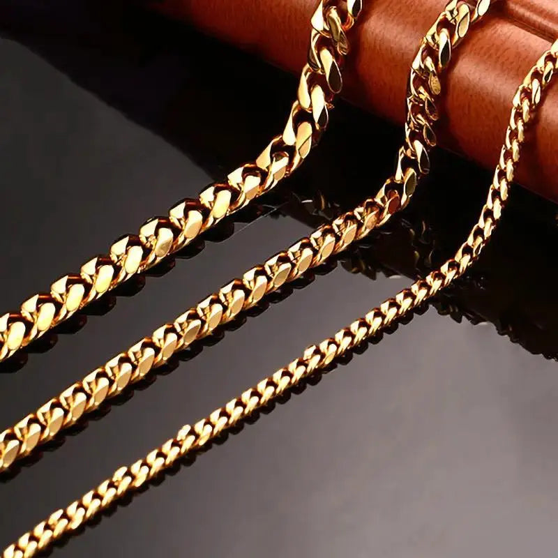 Stainless Steel Cuban Chain Necklace Bracelet for Men by TED