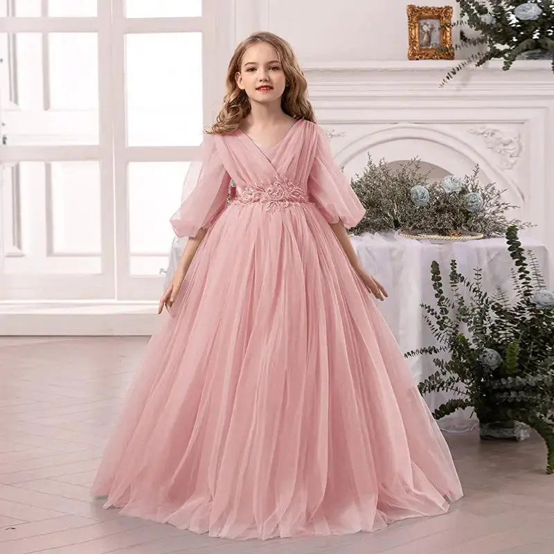 Fluffy Wedding Dress for Girls - Long Princess Party Gown by TED
