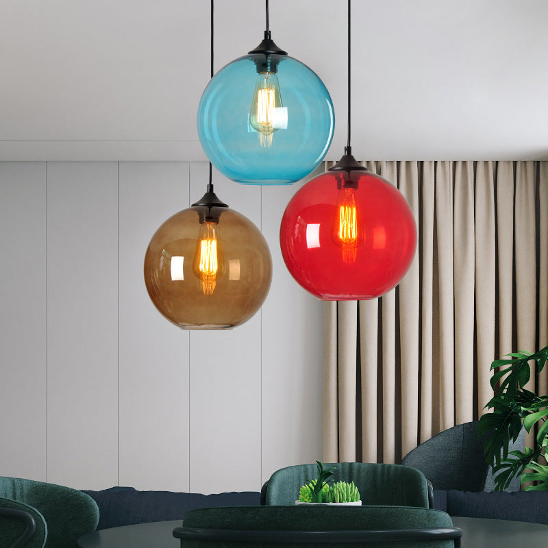 Vintage Pendant Light - Retro Glass Globe Ceiling Lamp - Cherished Harbor Gifts