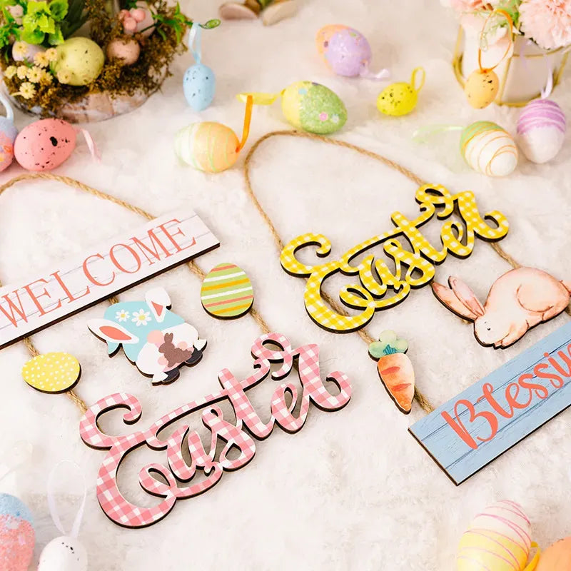 Easter Bunny & Egg Wooden Hanging Ornament | Rustic Easter Décor by EPR