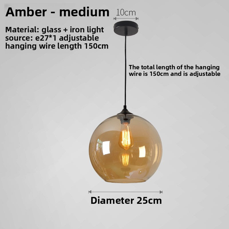 Vintage Pendant Light - Retro Glass Globe Ceiling Lamp - Cherished Harbor Gifts