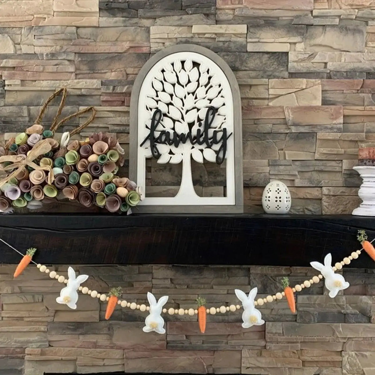 Handmade Easter Bunny Carrot Felt Garland | Festive String Decoration | 23.6 Inches by EPR