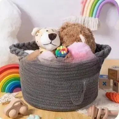 Personalized Round Cotton Rope Storage Basket | Custom Name Woven Organizer by TED