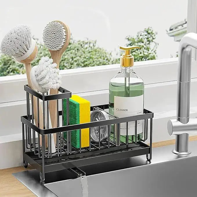 Stainless Steel Sink Organizer | Sponge Holder, Brush Rack & Soap Dispenser by TED