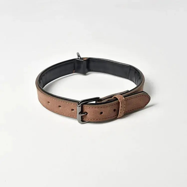Frosted Leather Dog Collar | Adjustable Solid Color Collar for Small & Large Dogs by TED