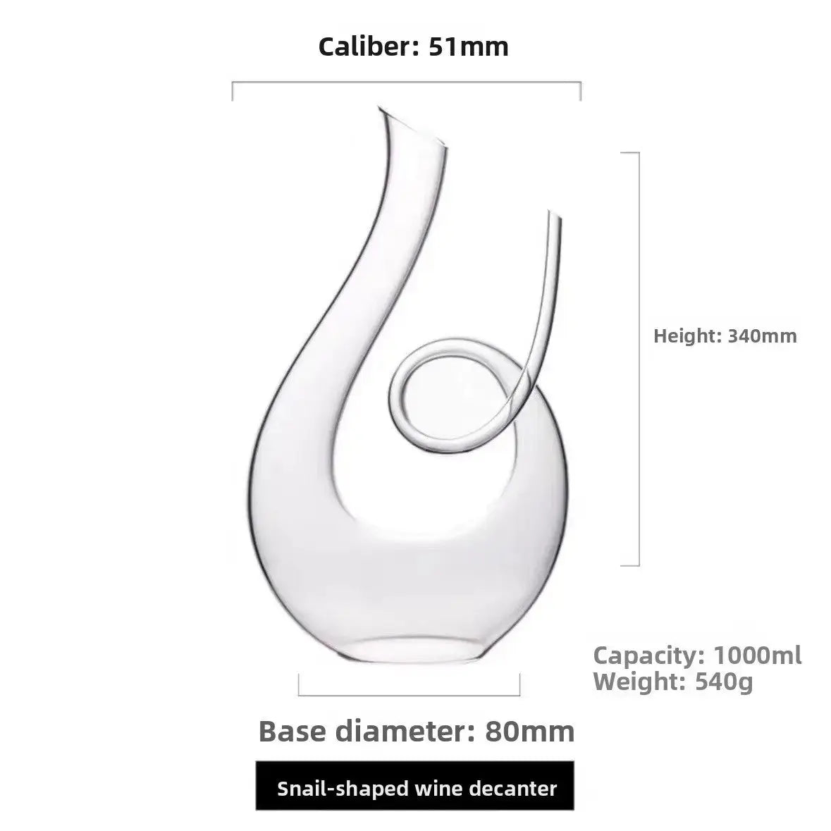 U-Shaped Crystal Glass Wine Decanter | 34 oz European-Style Aerating Carafe by TED