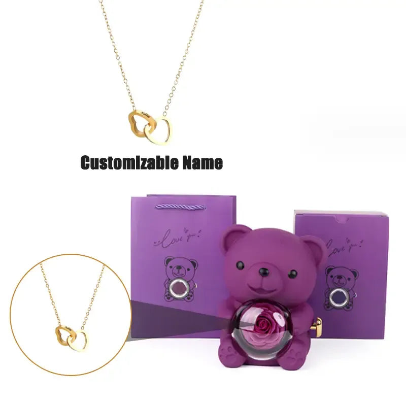 Romantic Teddy Bear Gift Jewelry Box with Necklace & Ring by EPR