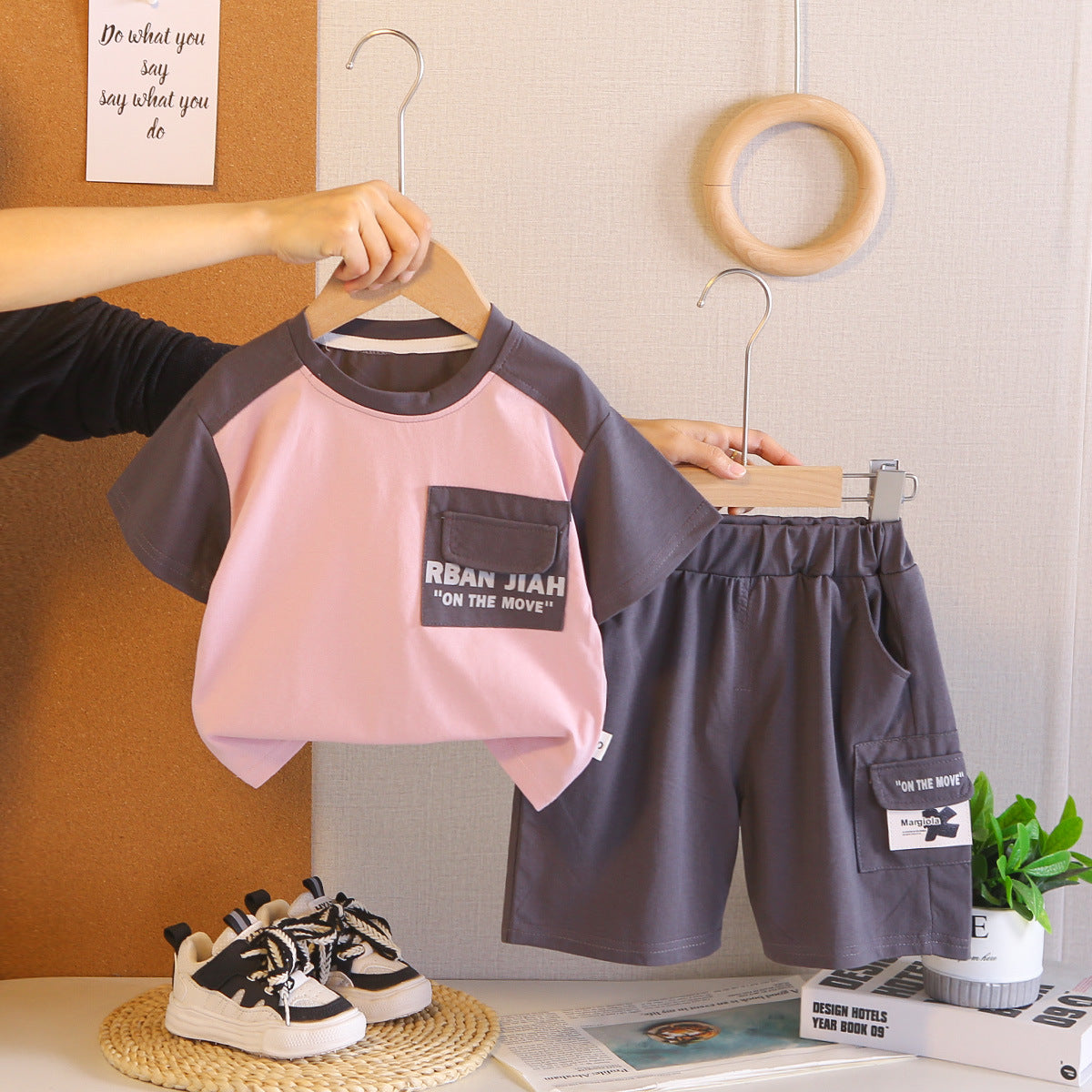 Boys Summer Outfit Set - Cotton Color Block Casual Style - Cherished Harbor Gifts
