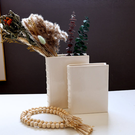 Set of 2 Ceramic Book Vases for Home Décor and Gifts - Cherished Harbor Gifts