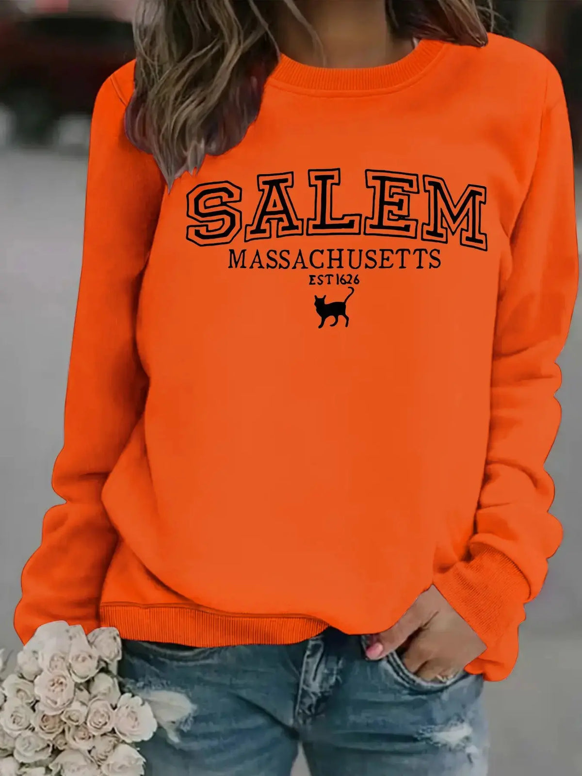 Stylish Halloween Cat Sweatshirt for Cat Lovers by EPR