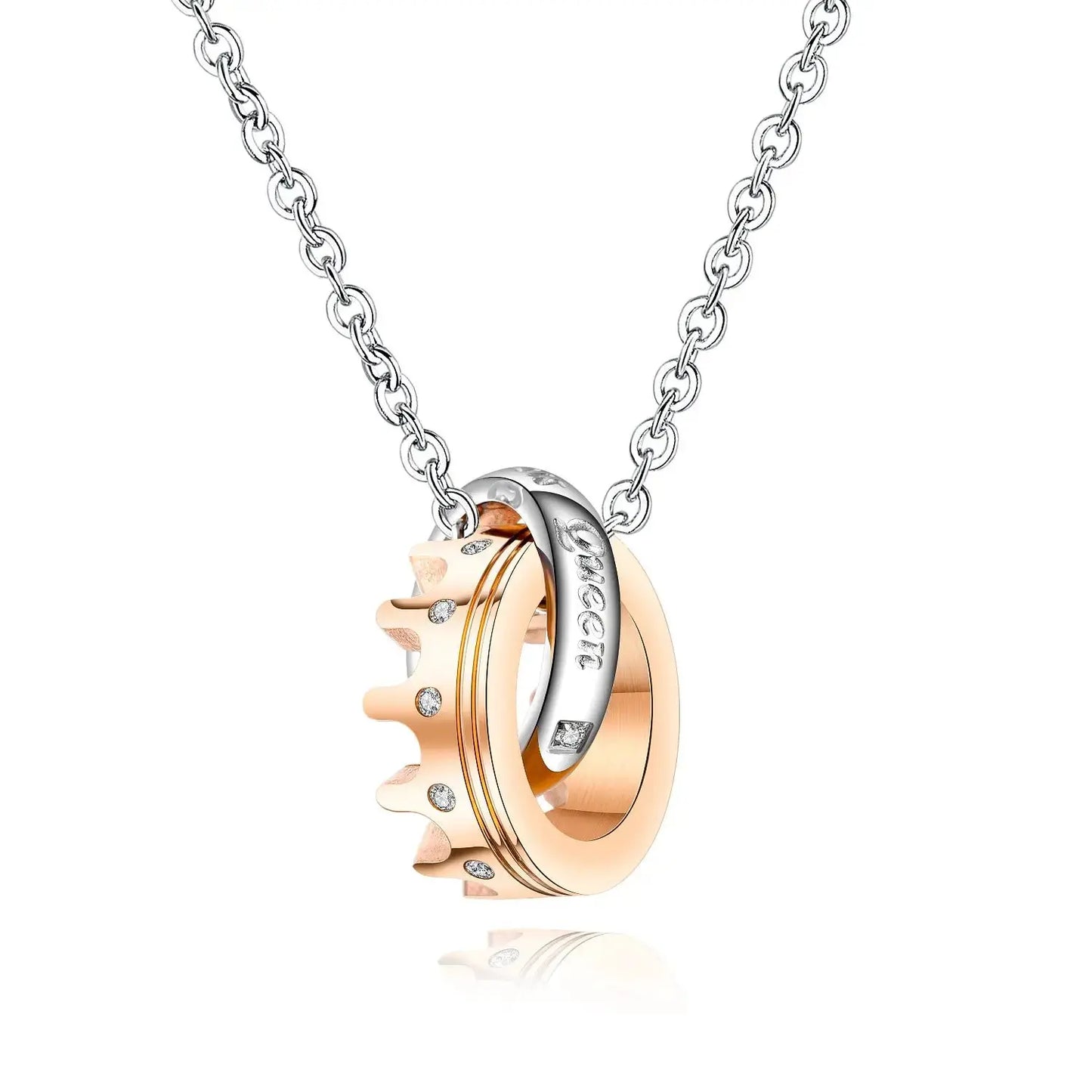 Couples Crown Necklace with Diamond Crown Pendant Gift - Cherished Harbor Gifts