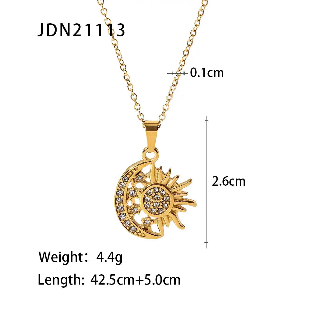 Stainless Steel Inlaid with Diamonds Vintage Mother-Of-Pearl Jewelry Classic Fashion Cross-Border