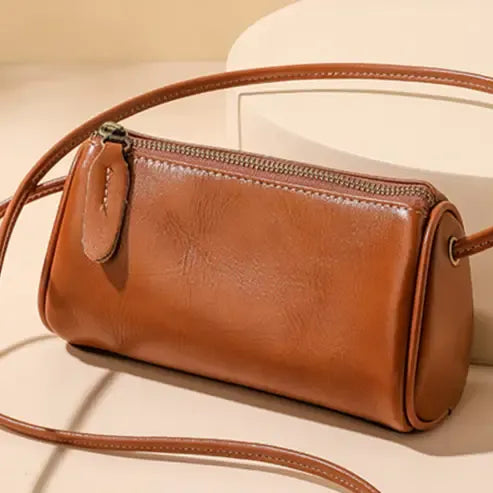 Personalized Genuine Leather Crossbody Bag | Custom Vintage Cowhide Shoulder Bag by TED
