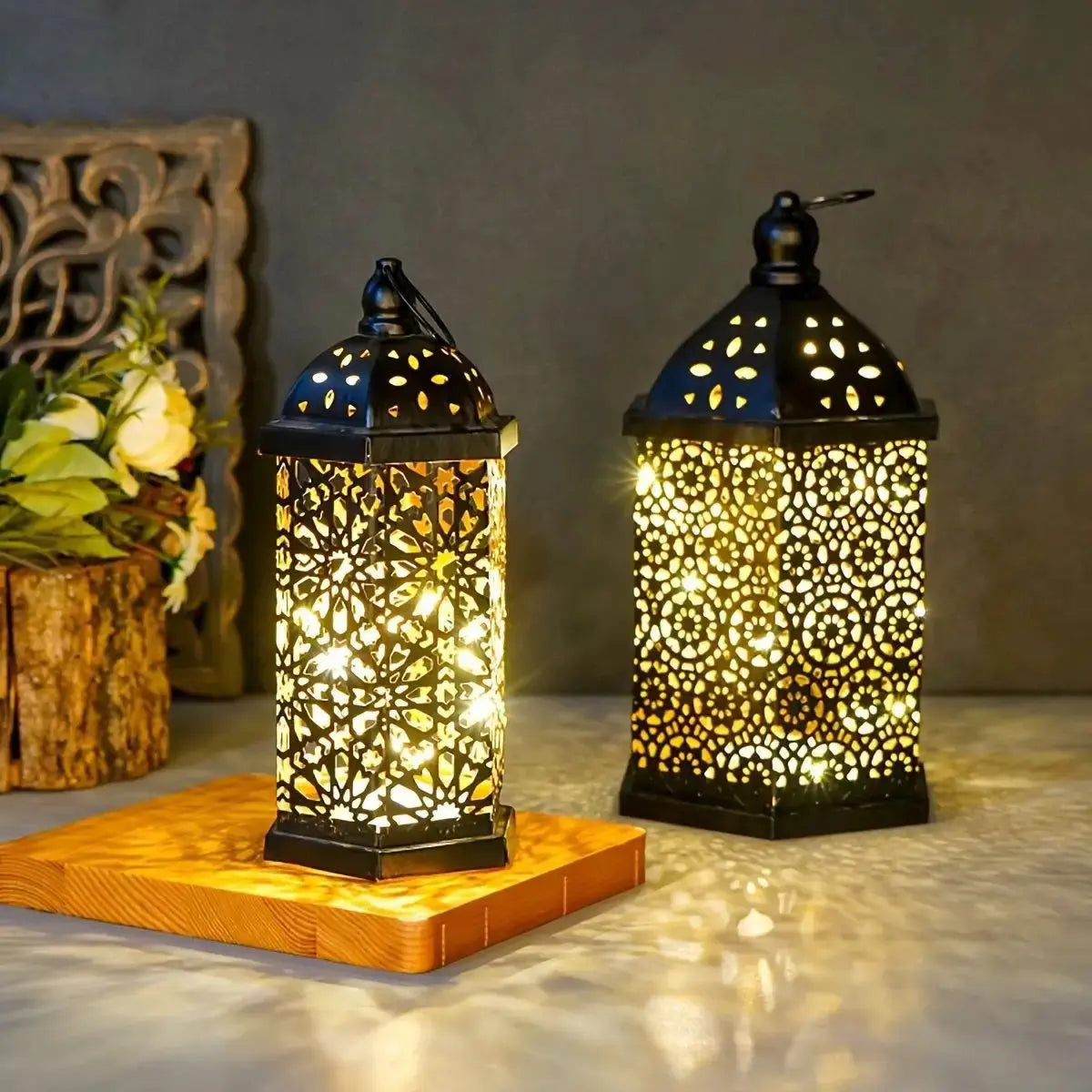 Retro Moroccan LED Lantern for Home Decor by TED