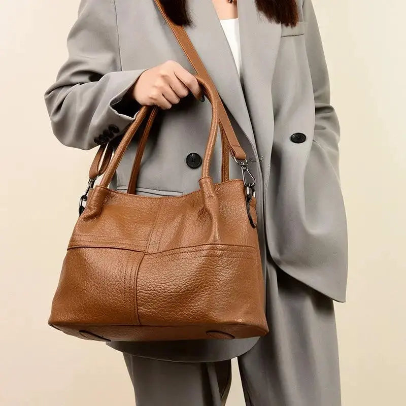 Genuine Cowhide Leather Tote Bag for Women | Large Capacity Crossbody Handbag by TED