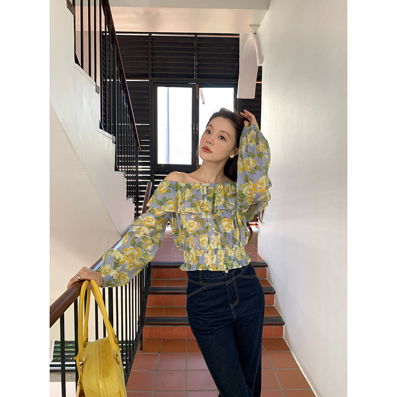 Women's Floral Ruffle Collar Blouse for Elegant Style - Cherished Harbor Gifts