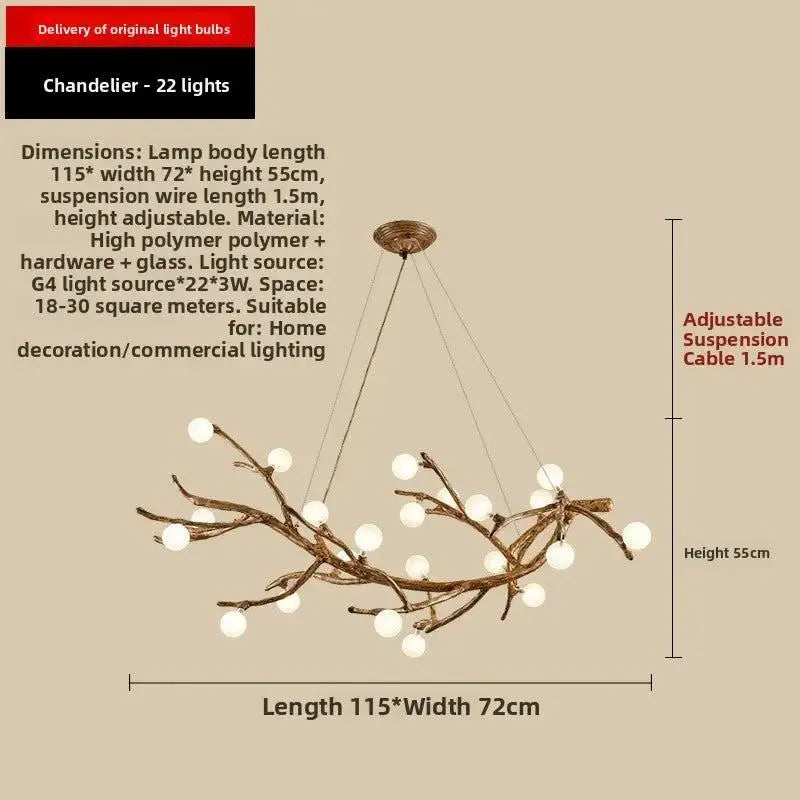 Japanese Zen Tree Branch LED Chandelier | Artistic Resin Pendant Light by TED