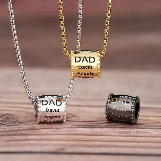 Personalized Dad Necklace | Custom Name Engraved Titanium Steel Father?s Gift by TED