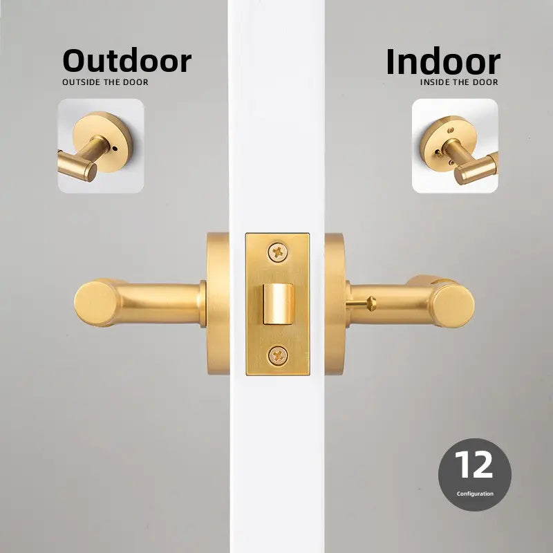 American brass indoor golden bedroom door lock split door lock antique brass wooden door handle lock