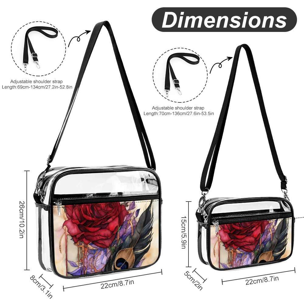 Rose Transparent PVC Satchel Set 2-Piece Fashionable Concert Bag - Cherished Harbor Gifts