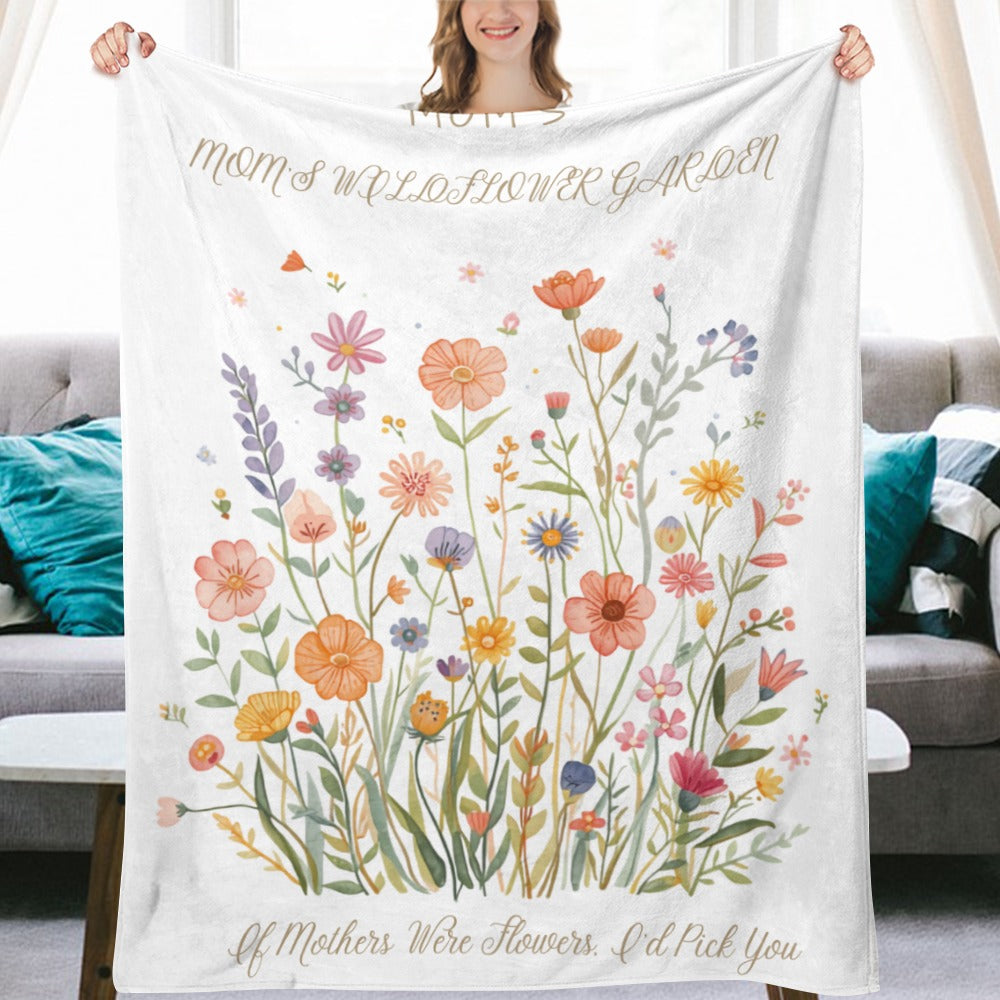 Mother's Day Gift Blanket Wildflower Garden Personalized - Cherished Harbor Gifts